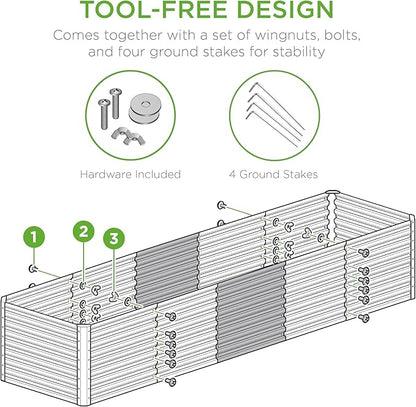 Best Choice Products 8x2x2ft Outdoor Metal Raised Garden Bed, Rectangular Deep Root Planter Box for Vegetables, Flowers, Herbs, and Succulents w/ 239 Gallon Capacity - Taupe