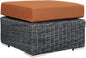 Modway Summon Wicker Rattan Outdoor Patio Sunbrella Square Ottoman in Canvas Tuscan