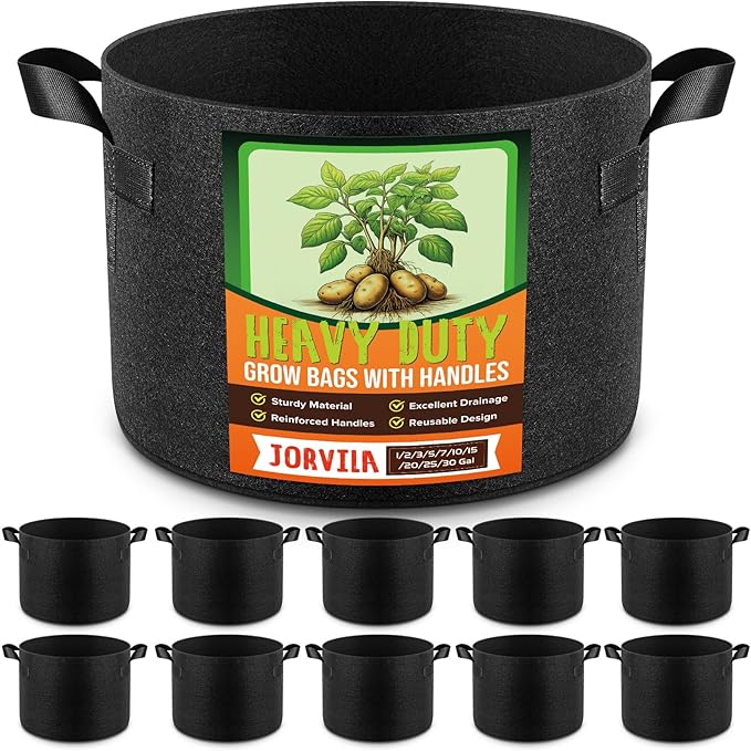 10 Pack 20 Gallon Grow Bags, Thickened Nonwoven Fabric Planter Pots with Handles, Heavy Duty 300G Garden Pots for Tomato, Potato and Vegetable