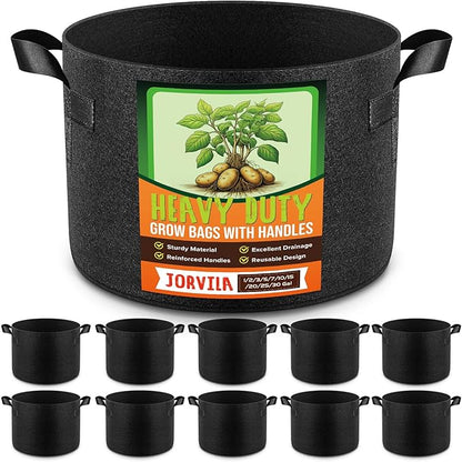 10 Pack 2 Gallon Grow Bags, Thickened Nonwoven Fabric Planter Pots with Handles, Heavy Duty 300G Garden Pots for Tomato, Potato and Vegetable