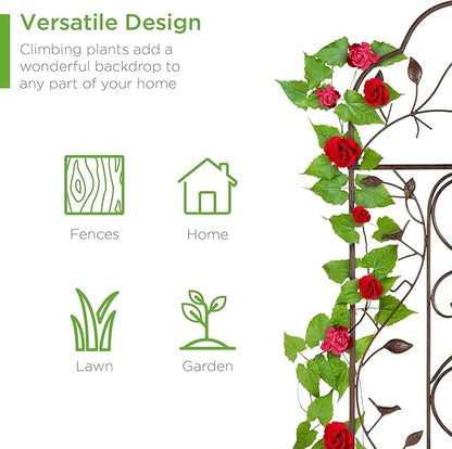 Best Choice Products 60x15in Iron Garden Trellis, Arched Outdoor Decoration w/Branches, Birds for Lawn, Garden, Backyard, Climbing Plants - Bronze