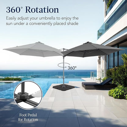 Best Choice Products 10ft Offset Cantilever Hanging Market Patio Umbrella, Smooth 360° Rotation, 8 Sturdy Ribs, Easy Adjustment - Gray