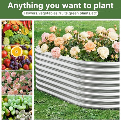 2 PCS Tall 8x4x1.5ft Galvanized Raised Garden Bed Outdoor, Metal Garden Bed for Vegetables, Above Ground Garden Box for Flower, Steel Raised Beds for Gardening