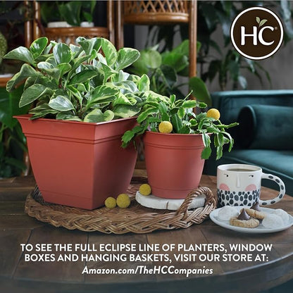 The HC Companies 8 Inch Eclipse Round Planter Pots with Drainage Holes & Attached Saucer, Lightweight UV-Resistant Plastic Indoor & Outdoor Planters, 6-Pack Flower Pots for Garden & Home Decor, White