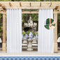 NICETOWN Outdoor Sheer White Weighted Curtains Rod Pocket Back Tab 120 inch Length 2 Panels Set W54, Light Filtering Grommet Mosquito Netting Curtains for Patio/Cabana/Pergola/Porch