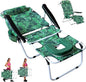 ABORON Tanning Chair with Face Hole, 5-Position Adjustable Reclining Beach Lounge Chair, Folding Face Down Sun Lounger for Beach, Poolside, Patio, Lawn, Home(Tropical Leaf)