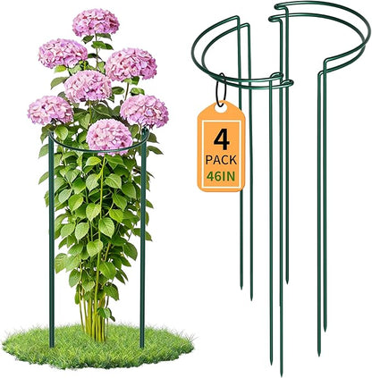 Garden Plant Support Cagess,High Heavy Duty Interlinked Half Round Peony Support Ring Cage for Indoor Outdoor Plants,Plant Supports for Peony,Tomato,Hydrangea,Rose (4, 16" Dx46 H)