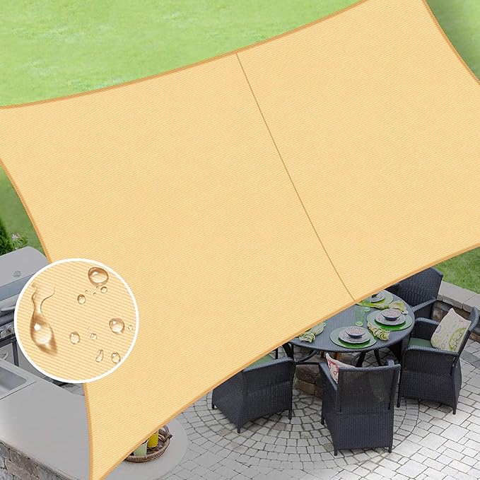 LOVE STORY Rectangle 4'x10' Waterproof Sun Shade Sail Canopy UV Block for Outdoor Patio Backyard Carport,Sand(We Make Custom Size)