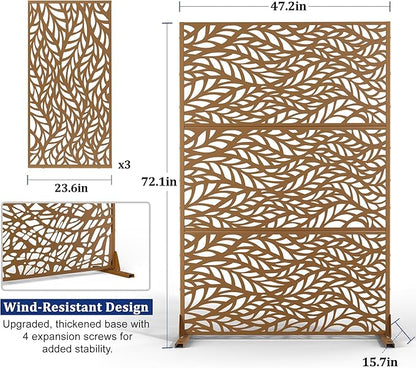 Outdoor Privacy Screen,72" H×47" W Metal Privacy Screen, Freestanding Privacy Fence Panels for Patio