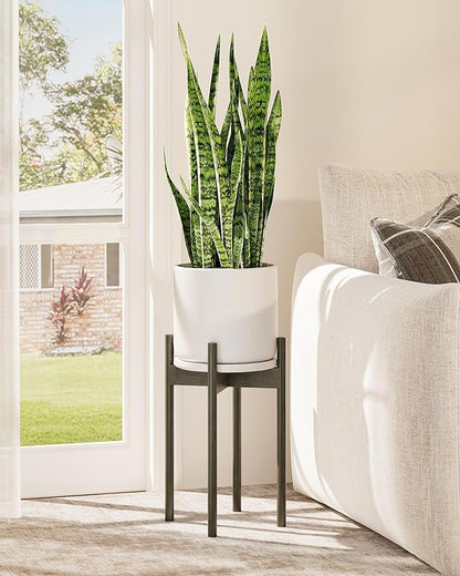 Adjustable Plant Stand Indoor, Bamboo Plant Stand Fits 8 9 10 11 12 Inches, Small Corner Planter Holder for Indoor Plants, Single Floor Plant Stands for Living Room Balcony, Tea Brown Tall