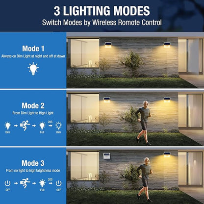 Peasur Solar Lights Outdoor Motion Sensor Waterproof, 3Pack 140LED White Solar Powered Fence Lights, 3 Modes Security Wall Lights for Garden Yard Outside Warm