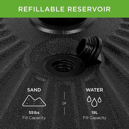 Best Choice Products Fillable Umbrella Base Stand Round Sunburst Plastic Patio Umbrella Base Stand, Pole Holder for Outdoor, Lawn w/ 55lbs Weight Capacity, Adjustment Knob