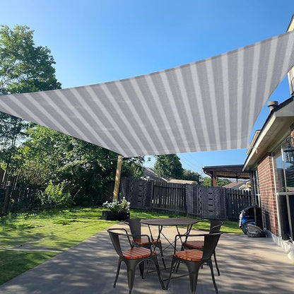 SUNLAX Sun Shade Sail 8' x 12' Grey&White Rectangle Canopy Sail Shade Cover UV Block Permeable Sunshade Outdoor for Patio Backyard (We Make Custom Size)