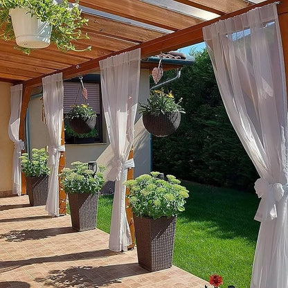 SpaceDresser Waterproof Outdoor Sheer Curtains for Patio - 2 Panels Rod Pocket Indoor Voile Sheer Curtain for Living Room,52W x 84L inch, Silver Grey