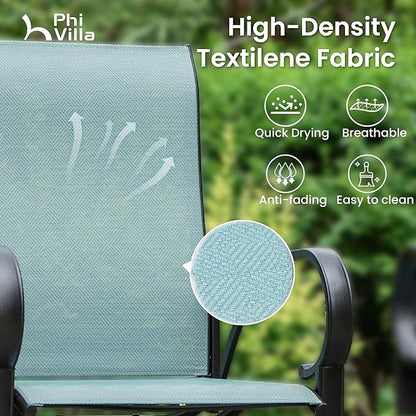 PHI VILLA Outdoor Bar Stools Set of 6, Swivel Patio Bar Stools & Chairs, High Top Bar Seating for Outside, Balcony，Porch and Backyard, Teal