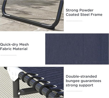 Outsunny Folding Chaise Lounge Chair, Patio Sun Tanning Chair, Outdoor Chaise Lounger with 4-Position Reclining Back, Breathable Mesh Seat for Beach, Poolside, Yard, Dark Blue