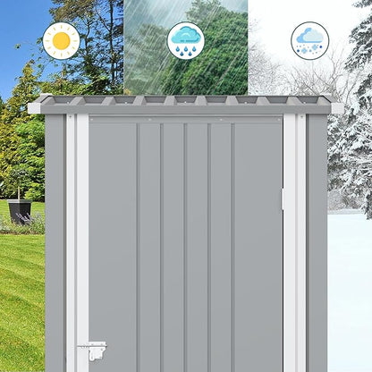 Greesum 3x3FT Outdoor Storage Shed, Small Metal Storaged Sheds with Lockable Doors, Sheds & Outdoor Storage for Backyard, Pool and Garden, Gray