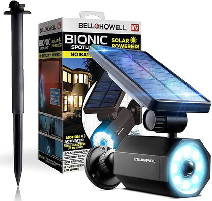 Bell+Howell Bionic Spotlight Deluxe Solar-Powered Spot Light 25 Feet Motion Sensor, Sun Panels, Waterproof Frost Resistant Patio, Yard and Outdoor Lighting As Seen On TV, Black…