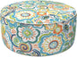 LVTXIII Outdoor/Indoor Inflatable Stool Ottoman, All Weather Patio Footrest Pouf, Portable Round Ottoman for Patio Garden, Camping or Home, D21xH9 Inches, Flower Blue