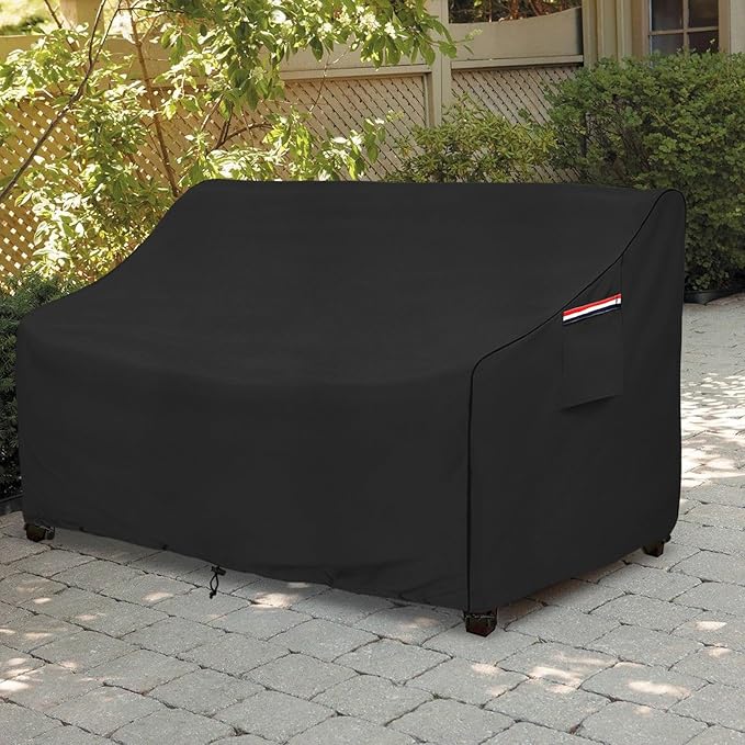 Sofa Covers for Patio Loveseats and 3-Seat Sofas, Waterproof, Black