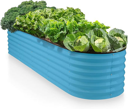 9-in-1 Galvanized Steel Raised Garden Bed // 8×2×1.5 ft Modular Planter for Gardening, Vegetables, Flowers // 18" Tall Metal Raised Garden Beds Outdoor (Teal) // Patented Design Planter Box