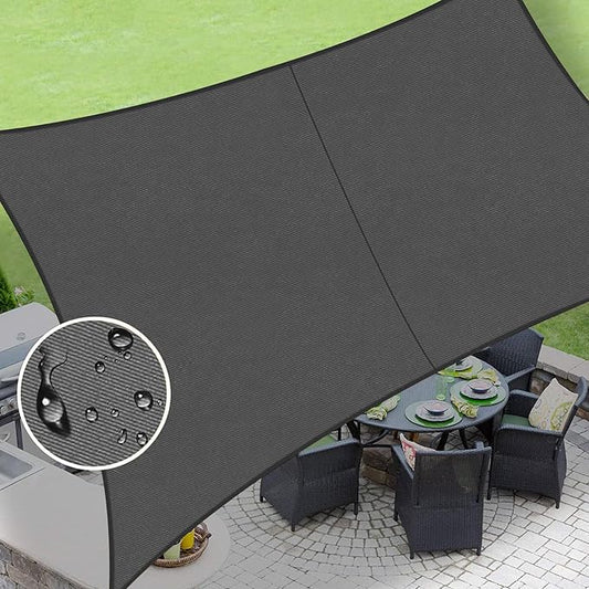 LOVE STORY Rectangle 6'x10' Waterproof Sun Shade Sail Canopy UV Block for Outdoor Patio Backyard Carport,Dark Grey(We Make Custom Size)