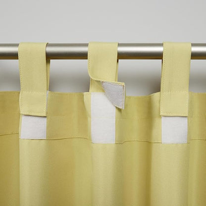 Exclusive Home Cabana Solid Indoor/Outdoor Light Filtering Hook-and-Loop Tab Top Curtain Panel Pair, 54"x144", Sundress