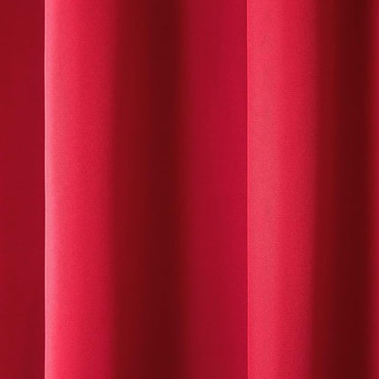 TOWN & COUNTRY BASICS Cabana Solid Heavyweight Indoor Outdoor Curtains, Light Filtering Opacity with Grommet Top, Water Repellent, 2-Pack Set, 54"x84", Radiant Red