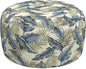 LVTXIII Outdoor Inflatable Ottoman, Fade-Resistant Round Footrest Stool D31”x H14”, Portable Patio Pouf for Garden Camping or Home Use, ‌Lush Palm Blue