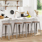 WENTMENT Bar Stools Set of 4 Counter Height Stools with Removable Back 26" Kitchen Bar Stools with Wooden Seat, Silver
