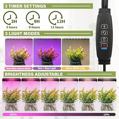 TC-HOMENY Plant Stand Indoor with Grow Lights, 7 Tiered Metal Plant Shelf, 55" Tall Plant Stand for Indoor Plants Multiple, Large Plant Rack Display Shelves, Corner Plant Holder for Living Room, Patio