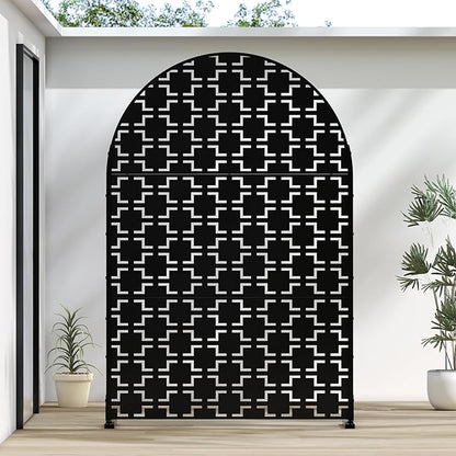 Casaphoria 72" H x 47" W Arched Metal Privacy Screen - Elegant Freestanding Outdoor Screen for Deck, Patio & Balcony - Versatile Decorative Privacy Panels for Home & Garden Use (Black-Square)