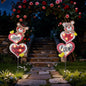 Lewondr 2 Pcs Valentine's Day Decorations Outdoor, Metal Solar Pathway Lights, Love Bear Decorative Garden Stakes Lights with 12 LED Beads, Waterproof Yard Signs for Porch Lawn Wedding Anniversary