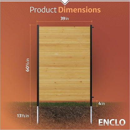5ft H x 3.2ft W (1 Panel) No Dig Enclo Fairmont Cedar Wood Privacy Screen, Great to Hide Trash Cans, Decorative Patio Privacy Screen, Outdoor Privacy Fence Panel, Air Conditioner Fence, EC18043