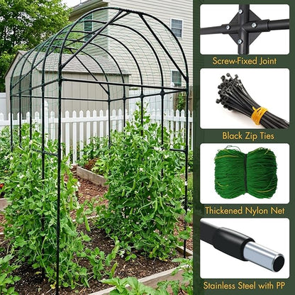 Garden Trellis Arch 7FT Tall – Plastic Coated Metal Arch Trellis for Climbing Plants Outdoor, Weather-Resistant Steel Garden Arch for Vegetables Cucumber Tomato, Raised Bed Trellis