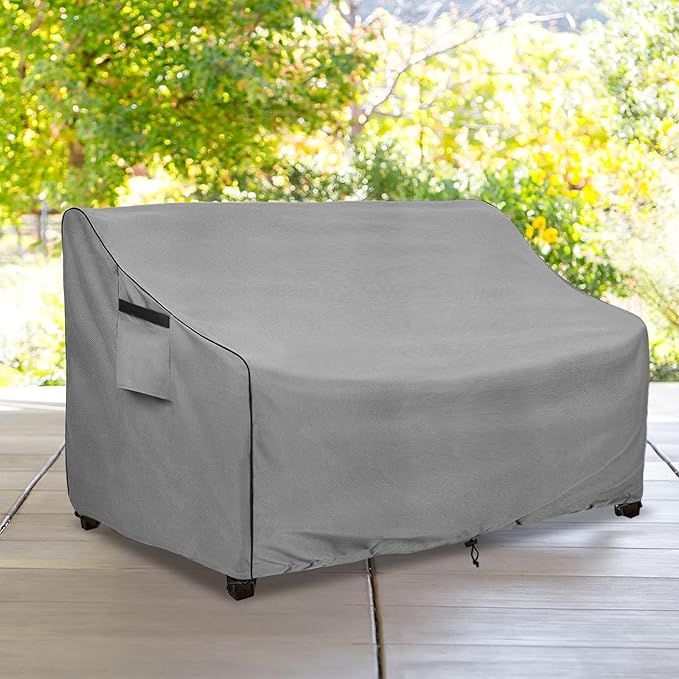 Sofa Cover for Patio Loveseats and 3-Seat Sofas, Waterproof Polyester in Grey