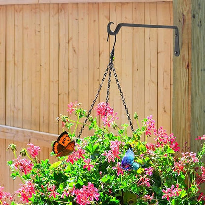 12" Plant Hangers 6-Pack - Heavy Duty Rust-Resistant Steel Hooks for Bird Feeders, Indoor/Outdoor Plants & Wall Decor, Black