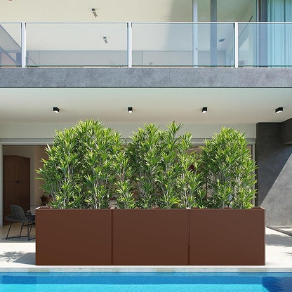 Galvanized Steel Planter Box with Removable Insert Shelf - 32x12x24 Inches Tall Planters for Outdoor&Indoor, Coffee