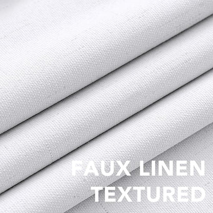 H.VERSAILTEX White Blackout Curtains, Thermal Curtains 96 inches Long 100% Blackout Textured Linen Look Curtain Draperies Anti-Rust Grommet Drapes, 2 Panels, Bright White