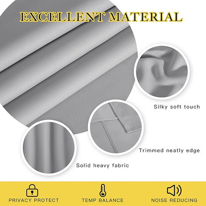 NICETOWN Blackout Short Curtain 45 inches Long - Thermal Insulated Solid Grommet Sound & Light Reducing Room Darkening Drape for Kitchen/Bedroom (Silver Grey, 1 Panel, W52 x L45)