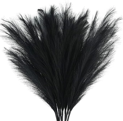 Artificial Pampas Grass Stems, 8 Pack 35-Inch Black Silk Plumes