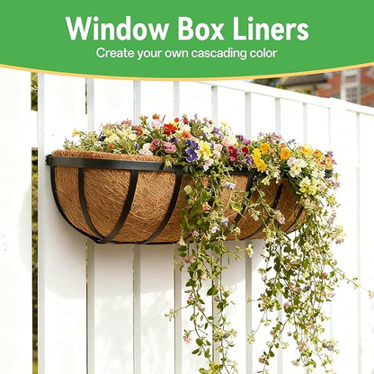 ZeeDix 36 Inch Trough Coconut Liners for Planters (2-Pack) - 100% Natural Coconut Coir Fiber Planter Liners Replacement for Window Boxes, Wall Baskets, Deck Flower Boxes, Garden Railing Fence Troughs