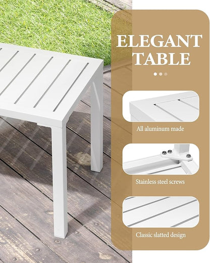 Crestlive Products Outdoor Side Table,Aluminum Rectangular Side/End Table, Small Patio Coffee Bistro Table for Outdoor Indoor