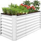 Best Choice Products 4x2x2ft Outdoor Metal Raised Garden Bed, Deep Root Box Planter for Vegetables, Flowers, Herbs, 119 Gallon Capacity, 100% Non Toxic Materials - White