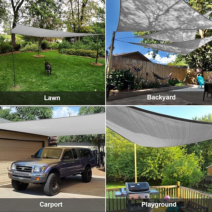 SUNLAX Sun Shade Sail 13' x 13' x 13' Silver Grey Triangle Canopy Sail Shade Cover UV Block Permeable Sunshade Outdoor for Patio Backyard (We Make Custom Size)