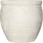 12" Dia Fiberstone Planter – Modern Farmhouse Indoor/Outdoor Flower Pot, Beige Container with Grainy Matte Texture & Built-in Drainage Hole | Decorative Pot for Patio, Porch, Garden