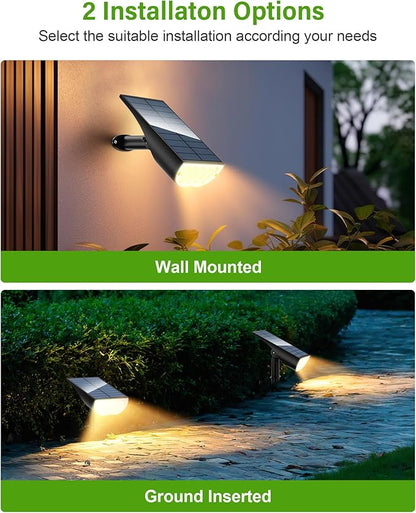 Solar Spot Lights Outdoor, Solar Lights Outdoor Waterproof IP65, 3 Brightness Modes Dusk to Dawn Landscape Spotlights for Yard Garden Pathway Tree Decoration, Warm White, 1 Pack