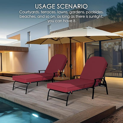 Kozyard Maya Chaise Lounge - Outdoor Patio Recliner Chair, Comfortable Patio Lounge Chair, Elegant Chaise Lounge Chair for Relaxation, Perfect Outdoor Recliner Chair (RED)