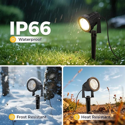L LOHAS LED 12W Dusk to Dawn Outdoor Lighting, Auto On/Off 3000K Landscape Outdoor Spotlight, IP66 Waterproof Plug in Spot Lights for Yard, Garden, House, Pathway, Plant(2 Pack)