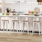 WENTMENT Bar Stools Set of 4 Counter Height Bar Stools Metal Barstools with Removable Back 26" Kitchen Bar Stools with Wooden Seat, Off White